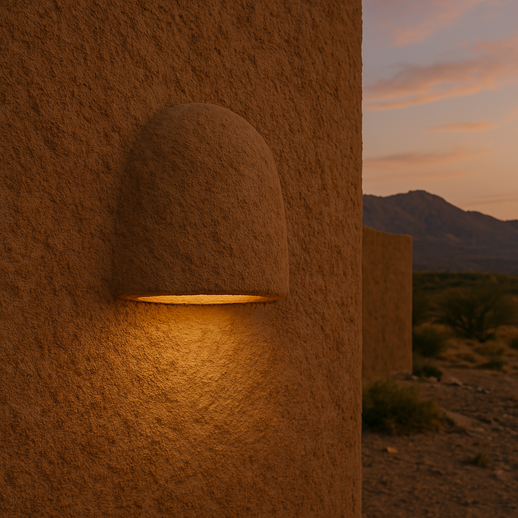 Detalle de iluminación sobre muro de tierra