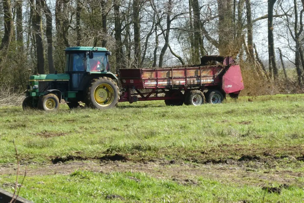 tractor, trailer, meadow